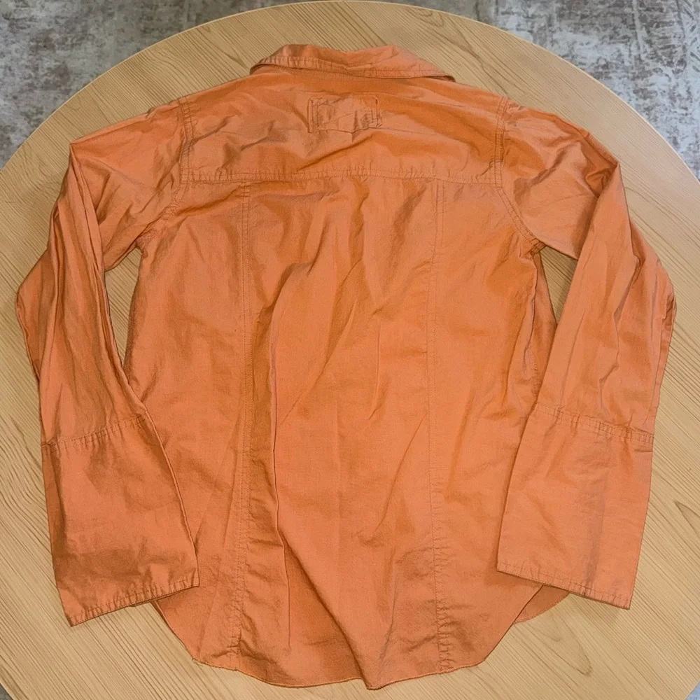Free People Orange Oversized Button Down Shirt Long Sleeve Small - Picture 5 of 6